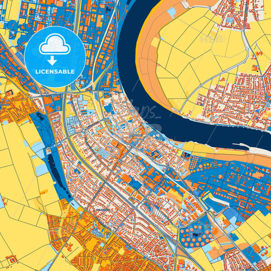 Colorful Wesseling Street Map with Labels and Buildings