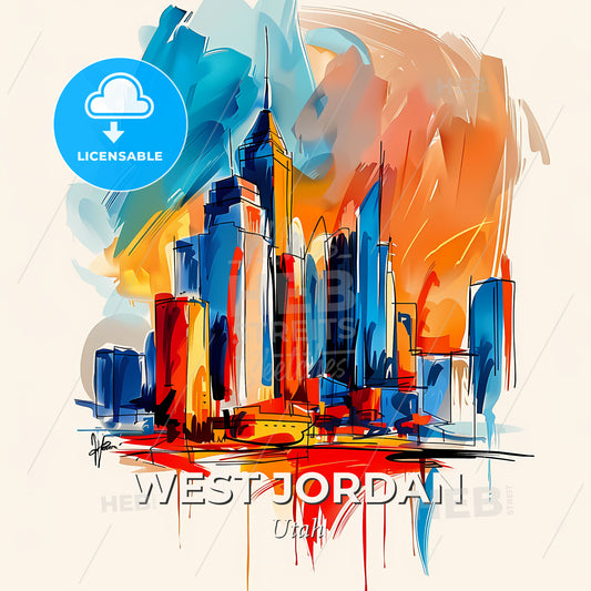 Vibrant West Jordan, Utah - A Painting Of A City - Square format print template