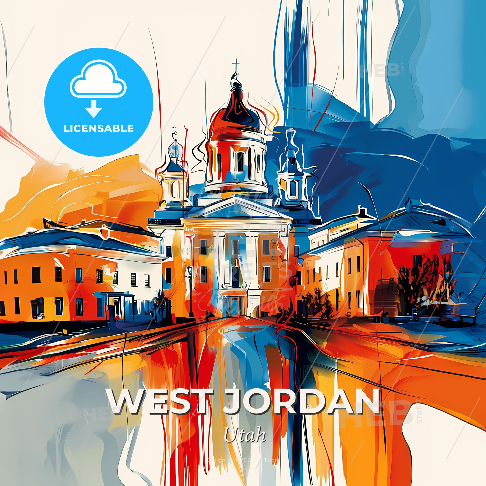 Vibrant West Jordan, Utah - A Painting Of A Building - Square format print template