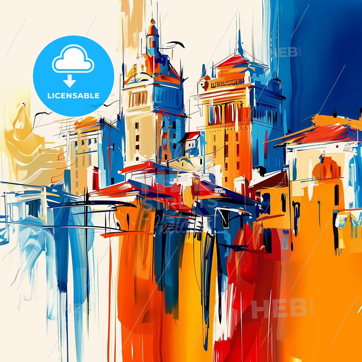 Vibrant West Palm Beach, Florida - A Painting Of A City
