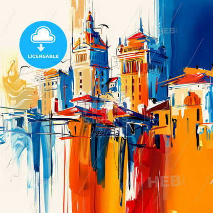 Vibrant West Palm Beach, Florida - A Painting Of A City