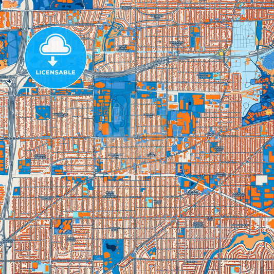 Colorful West Allis Street Map with Labels and Buildings