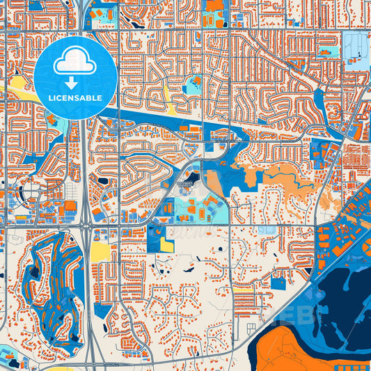 Colorful West Des Moines Street Map with Labels and Buildings