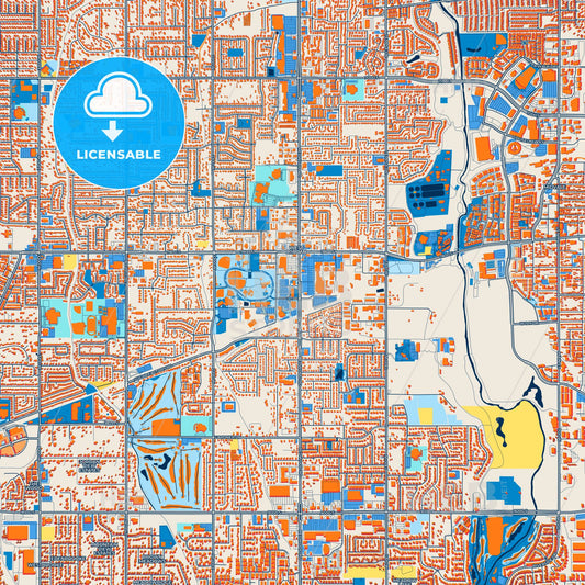 Colorful West Jordan Street Map with Labels and Buildings