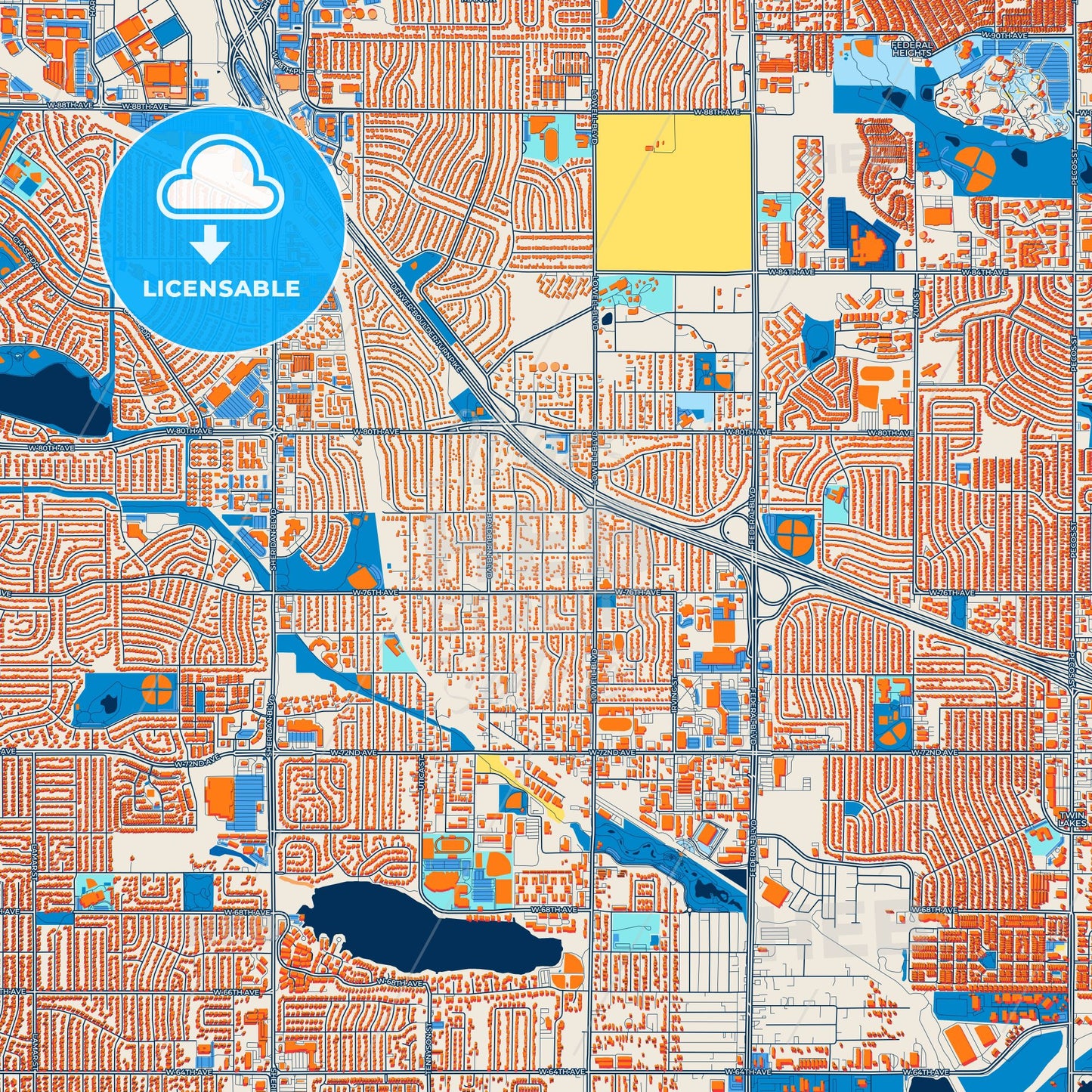 Colorful Westminster Street Map with Labels and Buildings