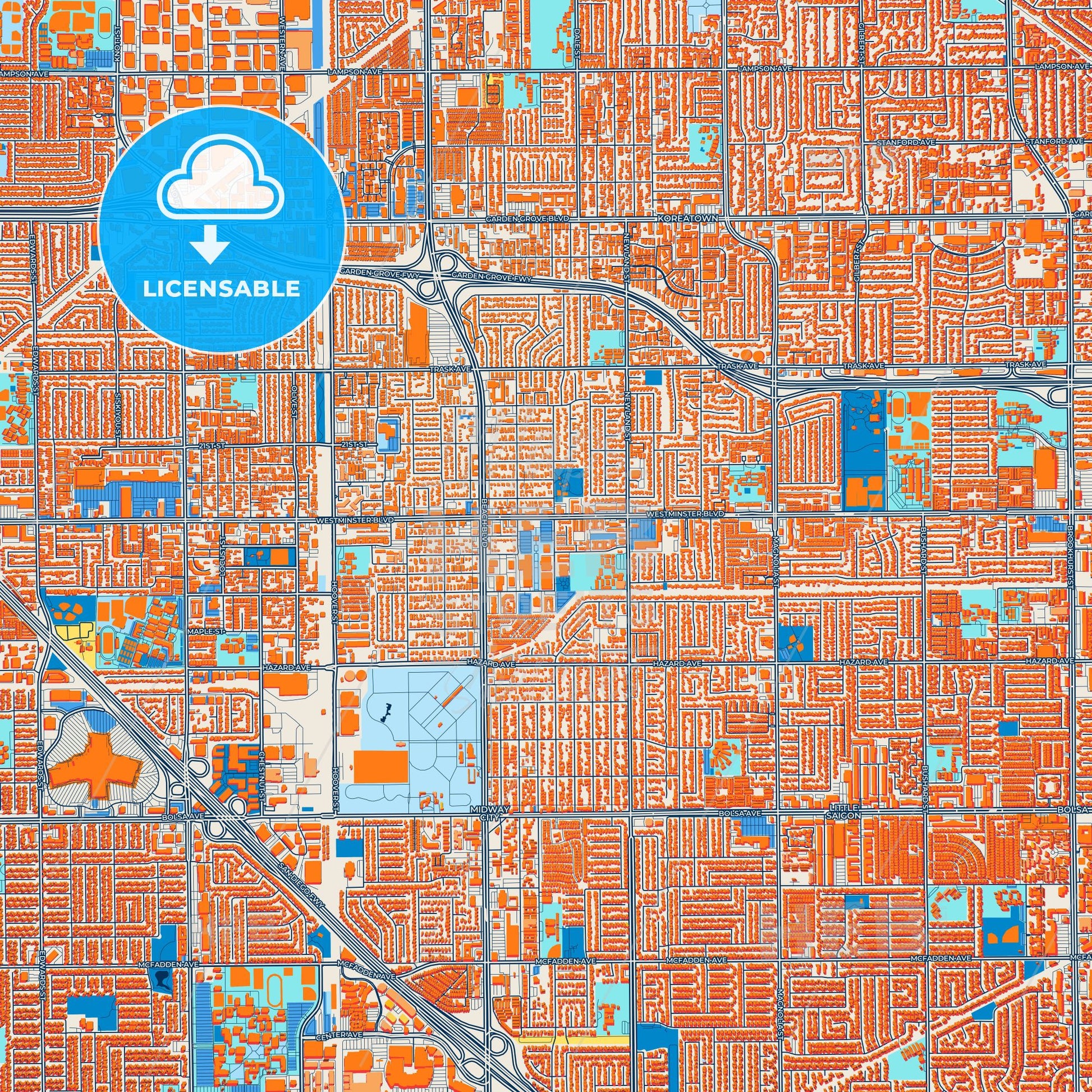 Colorful Westminster Street Map with Labels and Buildings