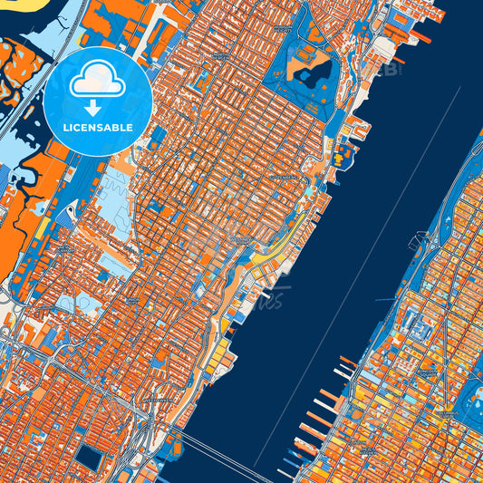 Colorful West New York Street Map with Labels and Buildings