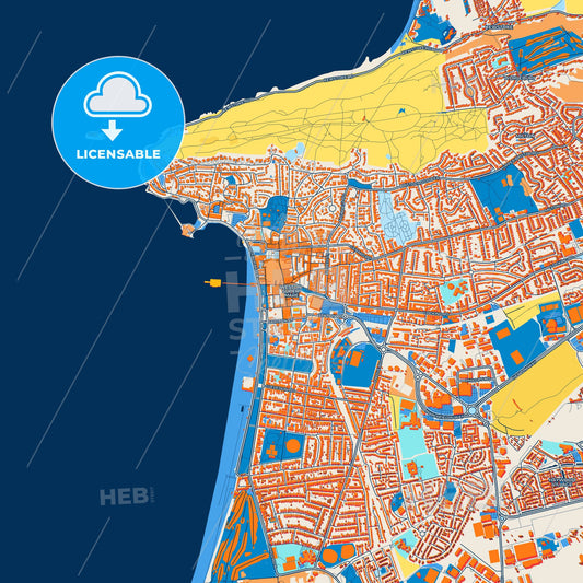 Colorful Weston-super-Mare Street Map with Labels and Buildings