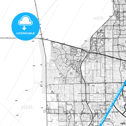 Weston, Florida light map with streetnames, citynames and districts