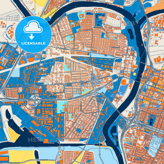 Colorful West Sacramento Street Map with Labels and Buildings