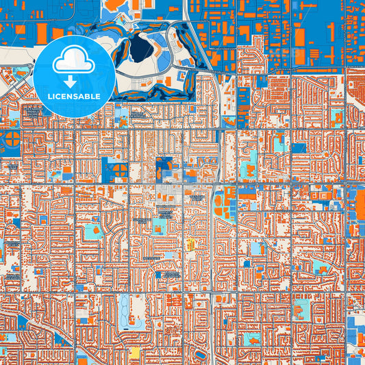 Colorful West Valley City Street Map with Labels and Buildings