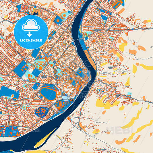 Colorful Whanganui Street Map with Labels and Buildings