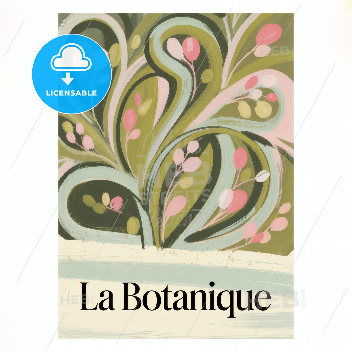 Whimsical Floral Design for La Botanique: Vibrant Nature-Inspired Artwork Perfect for Home or Office Decor.