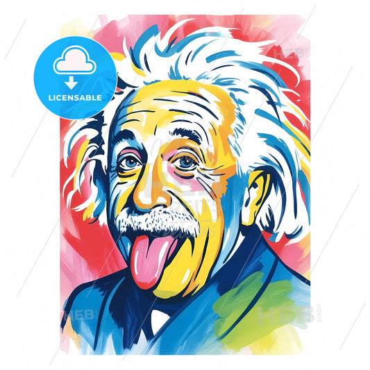 Whimsical Genius: Playful Portrait of Einstein with a Cheeky Smile