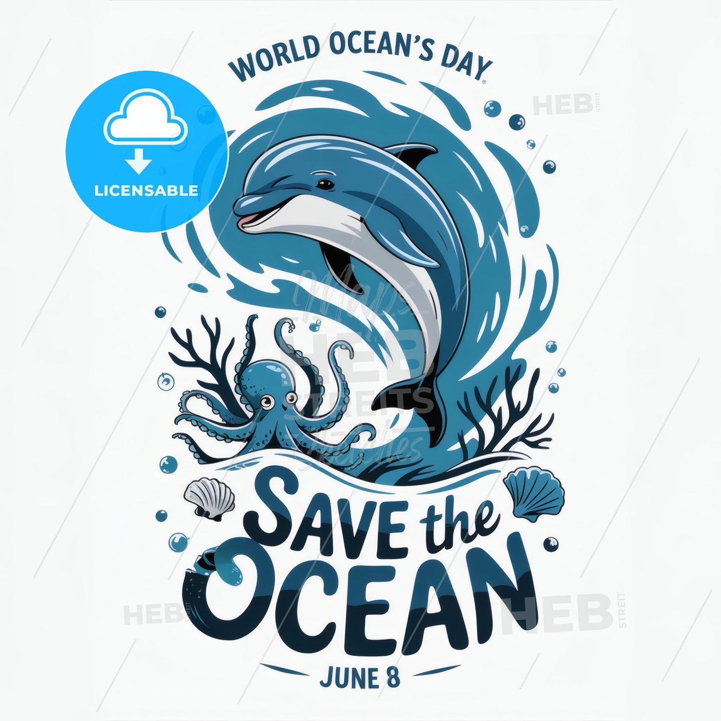 Whimsical Ocean Celebration Art: Save the Ocean for World Oceans Day - June 8