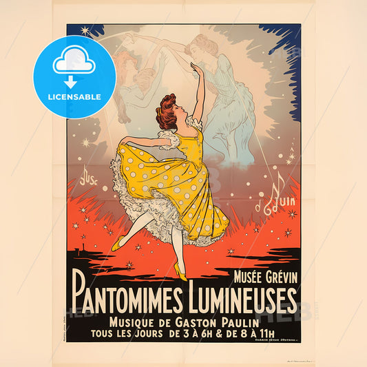 Whimsical Vintage Light Show Poster: Enchanting Pantomime Ballet