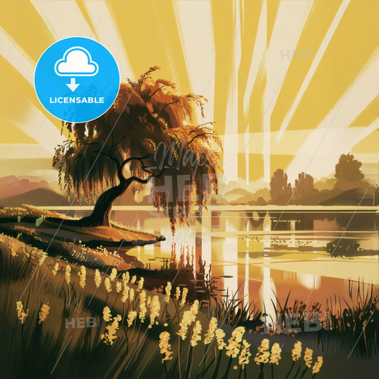 Whispers of Light: Ethereal Misty Landscape at Golden Hour - Limited Edition Print