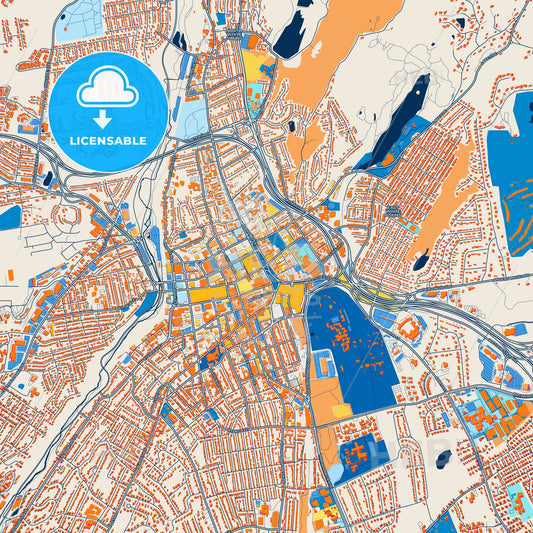 Colorful White Plains Street Map with Labels and Buildings