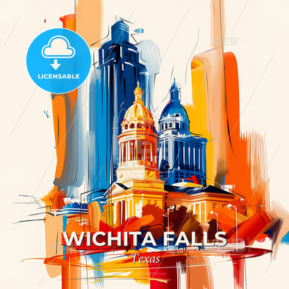 Vibrant Wichita Falls, Texas - A Painting Of A Building - Square format print template