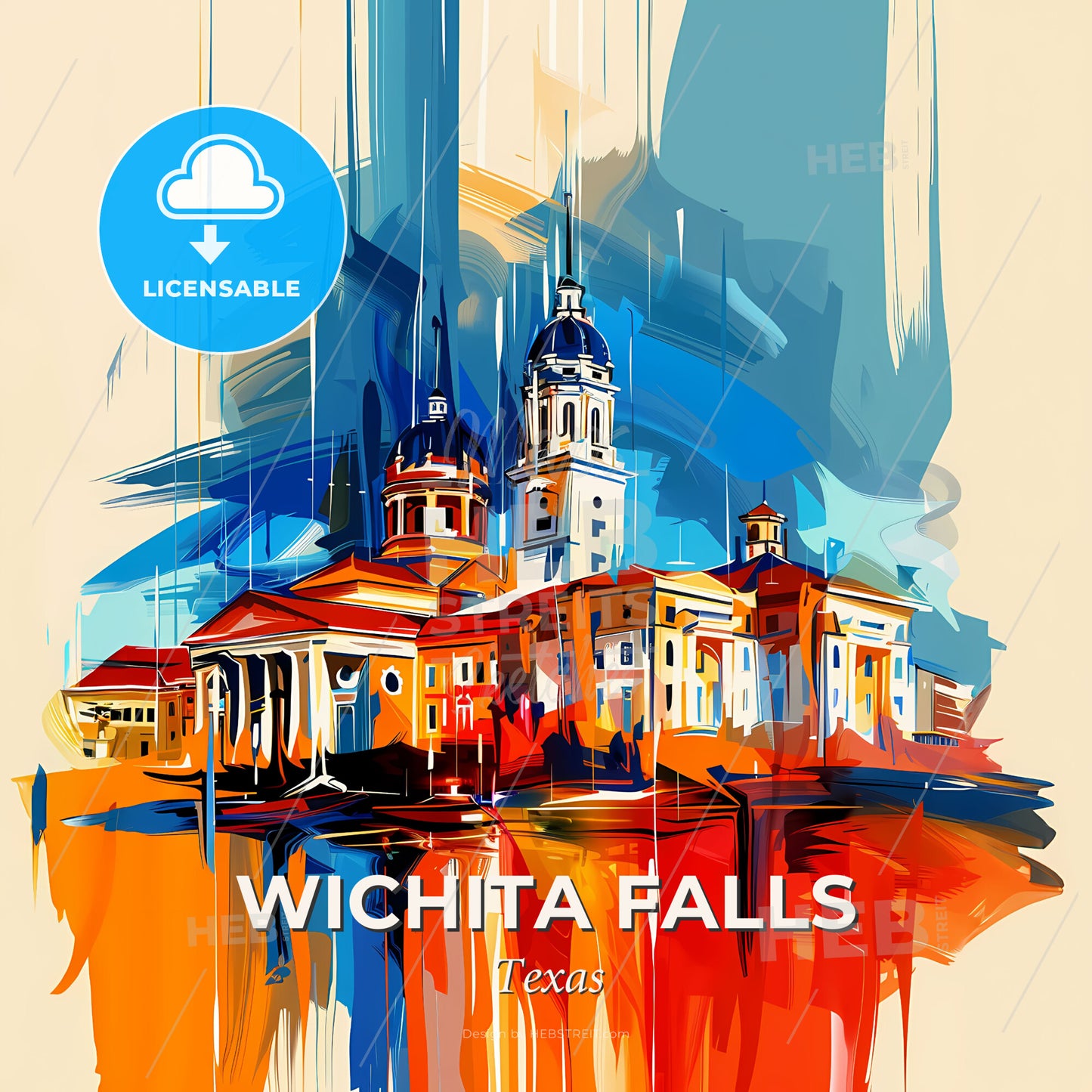 Vibrant Wichita Falls, Texas - A Painting Of A Building - Square format print template