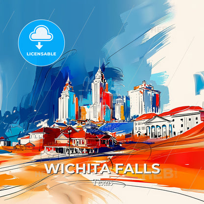 Vibrant Wichita Falls, Texas - A Painting Of A City - Square format print template
