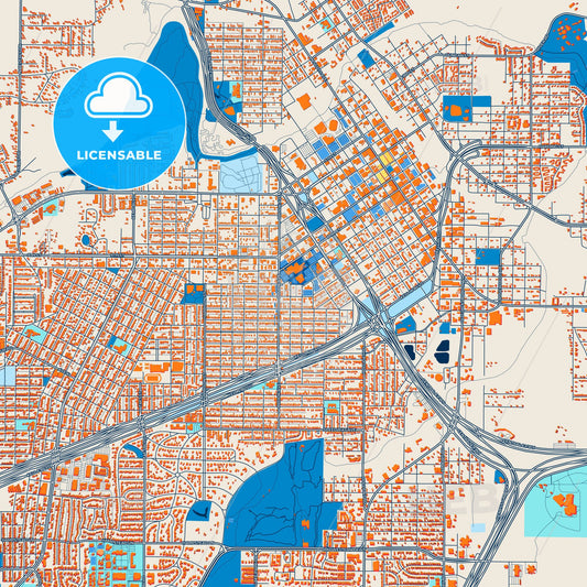 Colorful Wichita Falls Street Map with Labels and Buildings