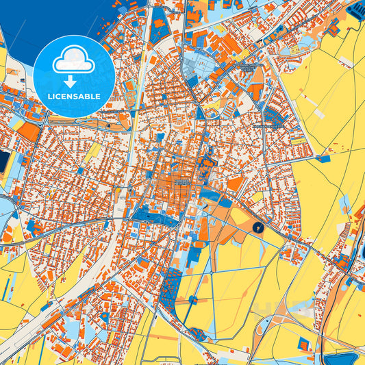 Colorful Wiener Neustadt Street Map with Labels and Buildings