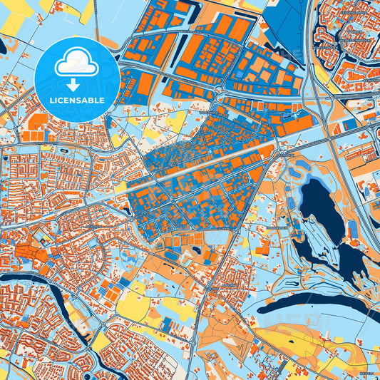 Colorful Wijchen Street Map with Labels and Buildings