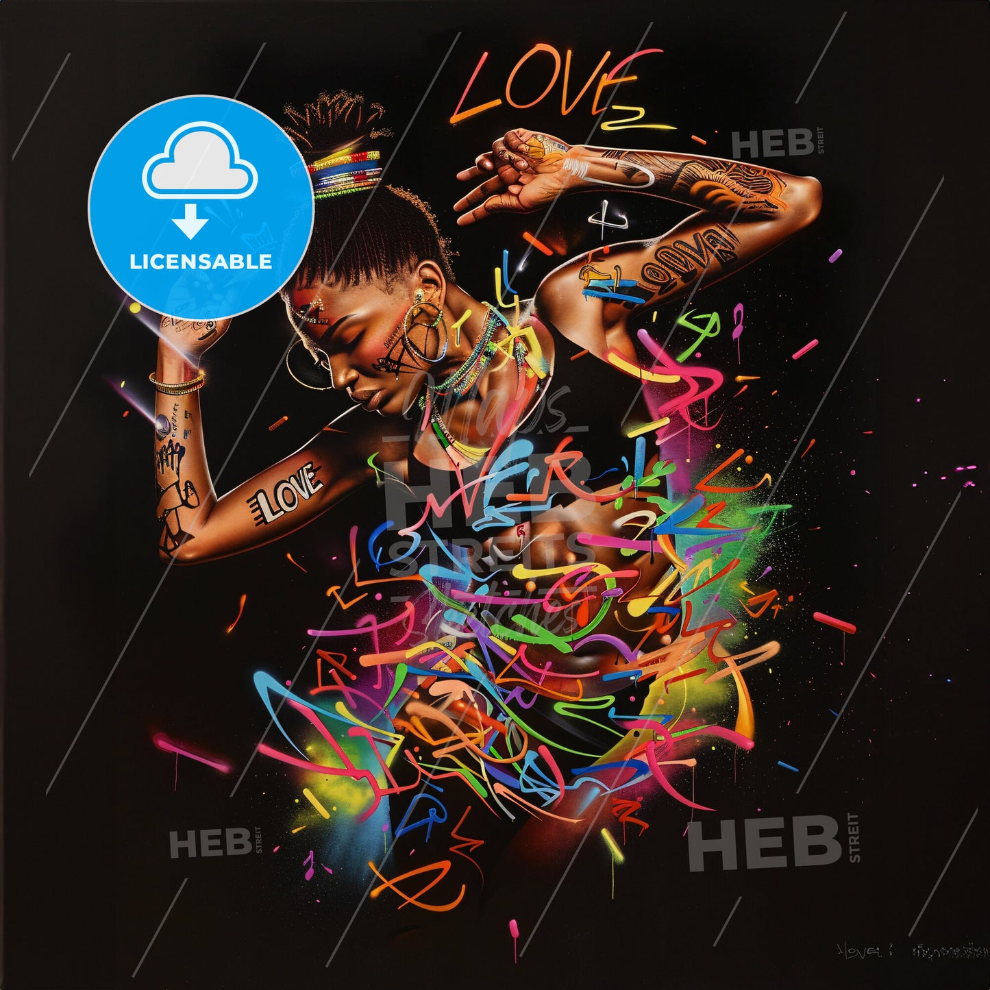 A Woman Dancing With Colorful Paint Splashes