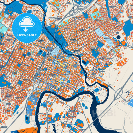 Colorful Wilmington Street Map with Labels and Buildings