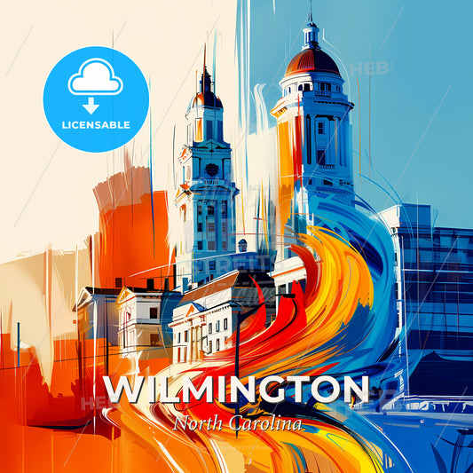 Vibrant Wilmington, North Carolina - A Colorful Painting Of A City - Square format print template