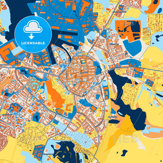 Colorful Wismar Street Map with Labels and Buildings