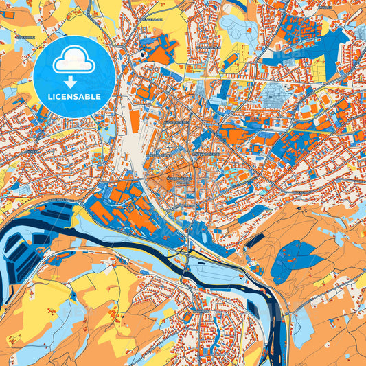 Colorful Witten Street Map with Labels and Buildings