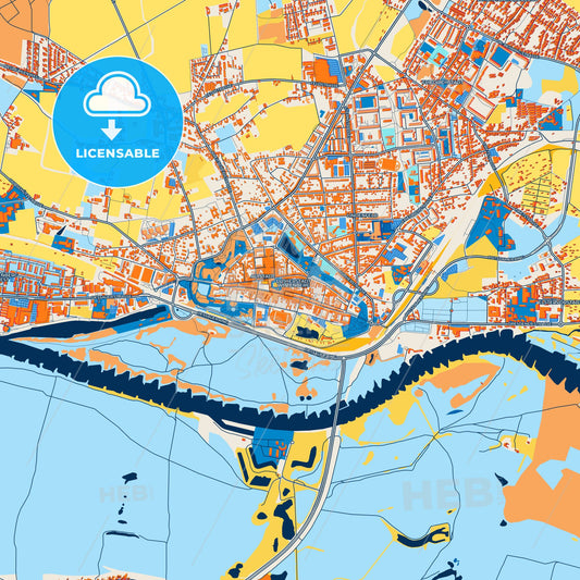 Colorful Wittenberg, Lutherstadt Street Map with Labels and Buildings