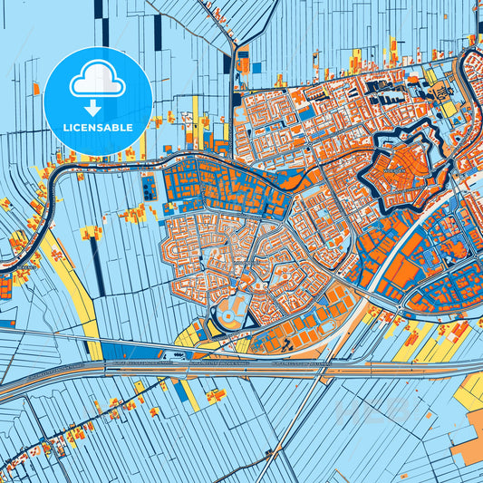 Colorful Woerden Street Map with Labels and Buildings