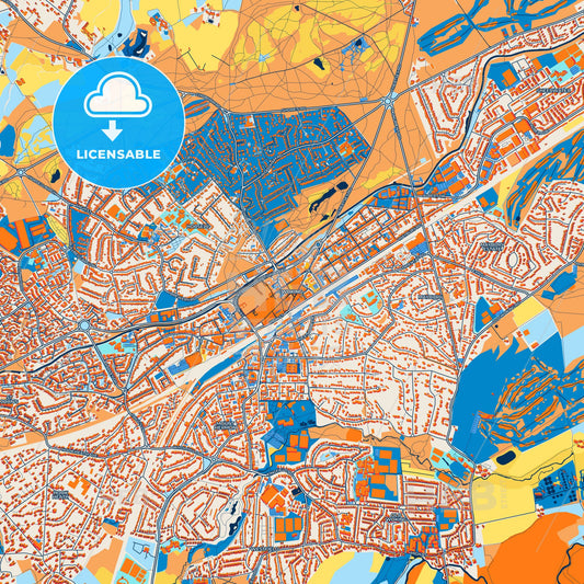 Colorful Woking Street Map with Labels and Buildings