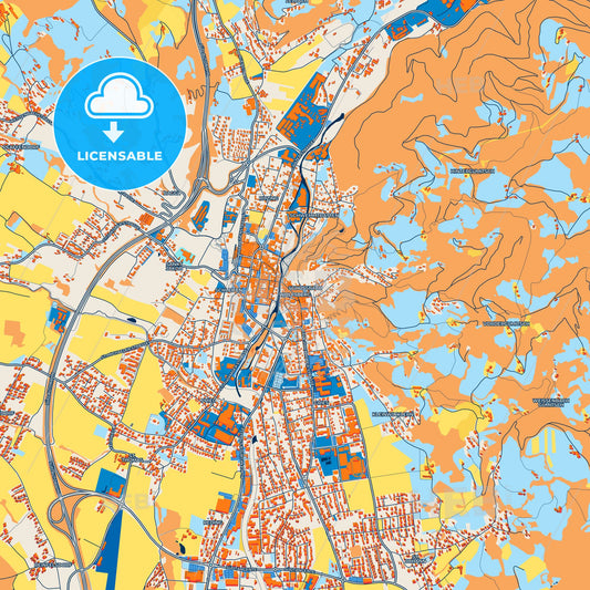 Colorful Wolfsberg Street Map with Labels and Buildings