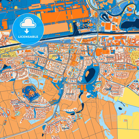 Colorful Wolfsburg Street Map with Labels and Buildings