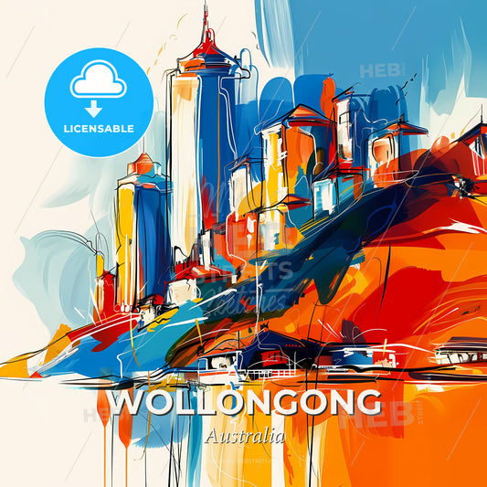 Vibrant Wollongong, Australia - A Painting Of A City - Square format print template