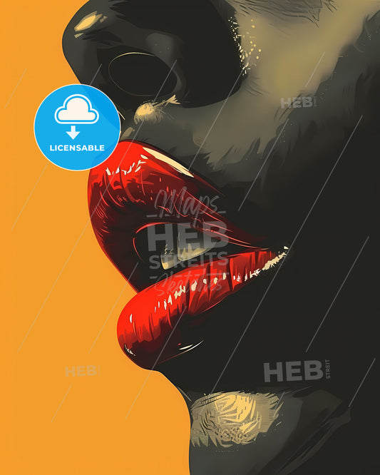 Vibrant Retro Poster: Proud, Strong Woman with Extraordinary Artistic Expression - Colorful Painting of a Slender, Young Black Girl