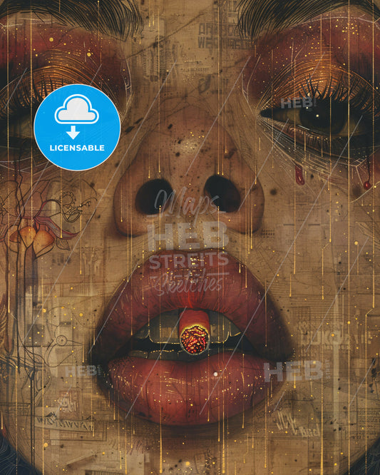 Golden Dawn Print - Crisp Pop Smoke - A close up of a woman's face