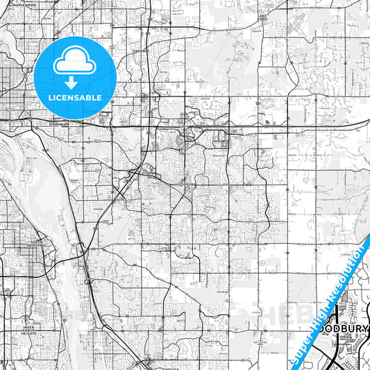 Woodbury, Minnesota light map with streetnames, citynames and districts