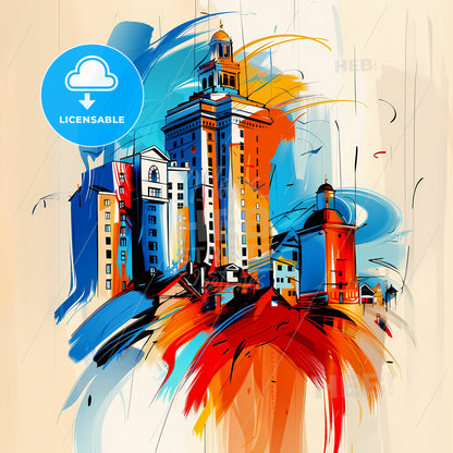 Vibrant Worcester, Massachusetts - A Colorful Painting Of A City