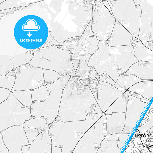 Wunstorf, Germany light map with streetnames, citynames and districts