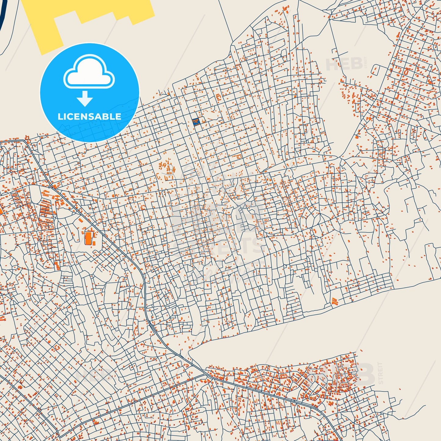 Colorful Xai-Xai Street Map with Labels and Buildings