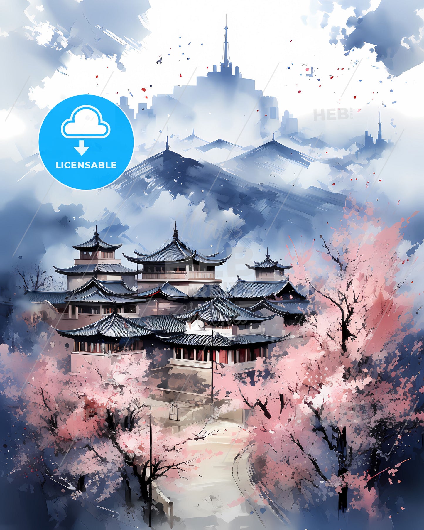 Xiangcheng China Skyline Painting Vibrancy Art Chinese Culture Landscape Building Mountain