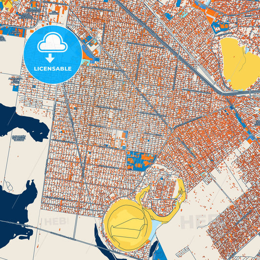 Colorful Xico Street Map with Labels and Buildings