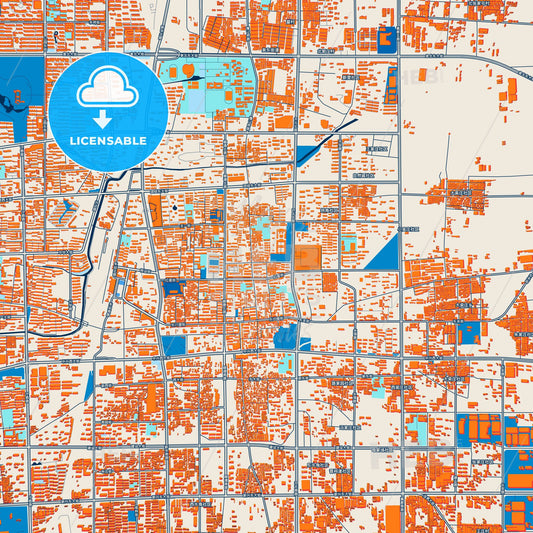 Colorful Xingtai Street Map with Labels and Buildings