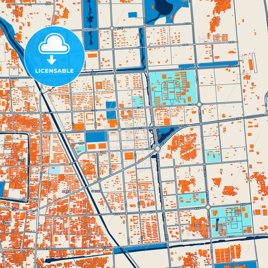 Colorful Xuchang Street Map with Labels and Buildings
