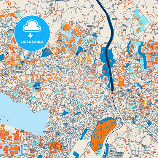 Colorful Yachiyo Street Map with Labels and Buildings
